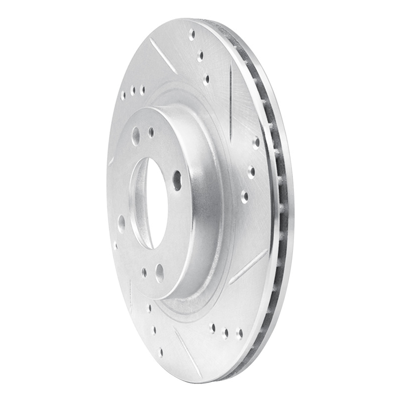 Mitsubishi I-MIEV Brake Rotor (1) - Front Right - R1 Concepts - Drilled & Slotted - Silver - `12-`17